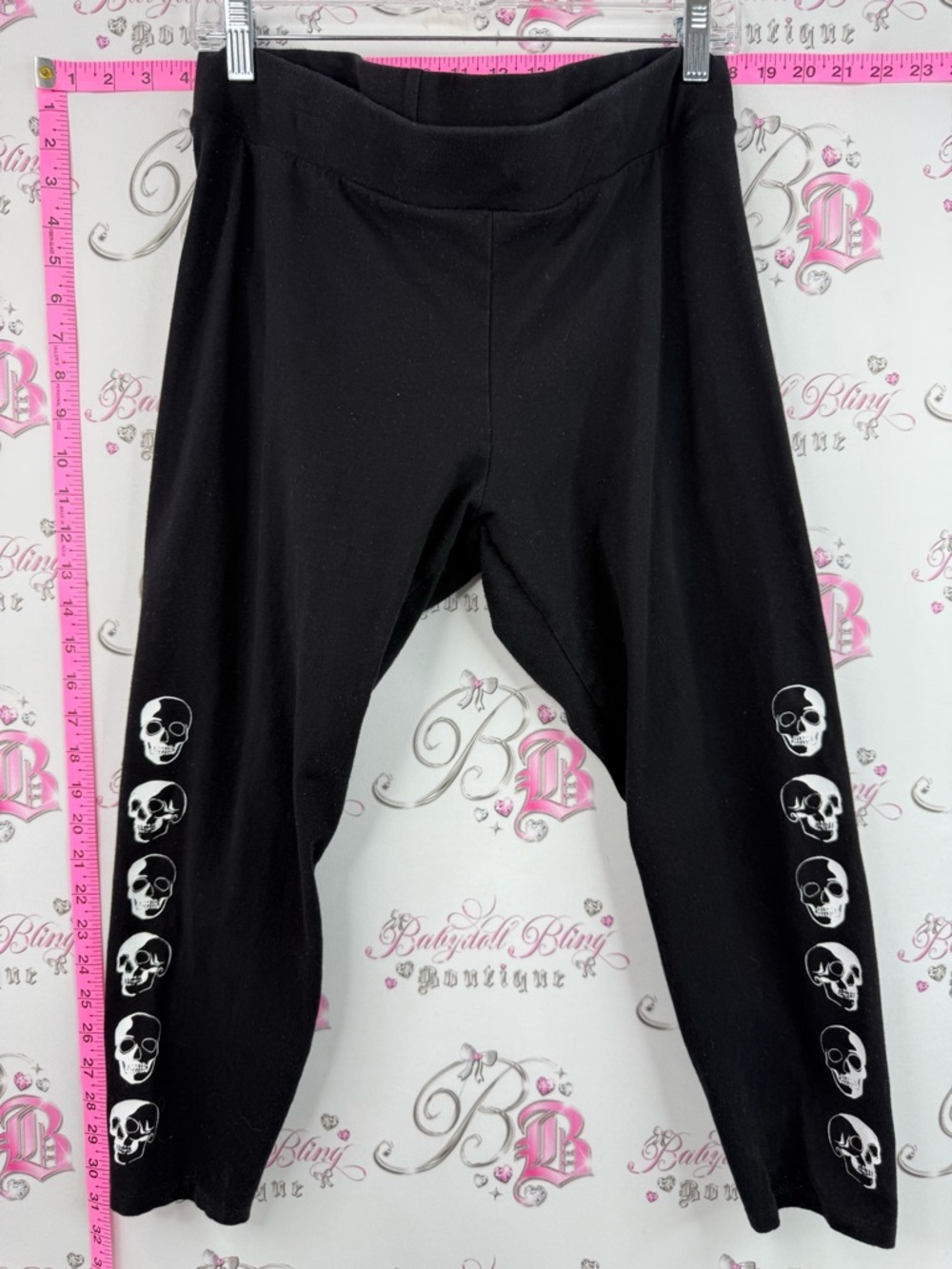 torrid capri tights skull side details Black Leggings with White Skull Print